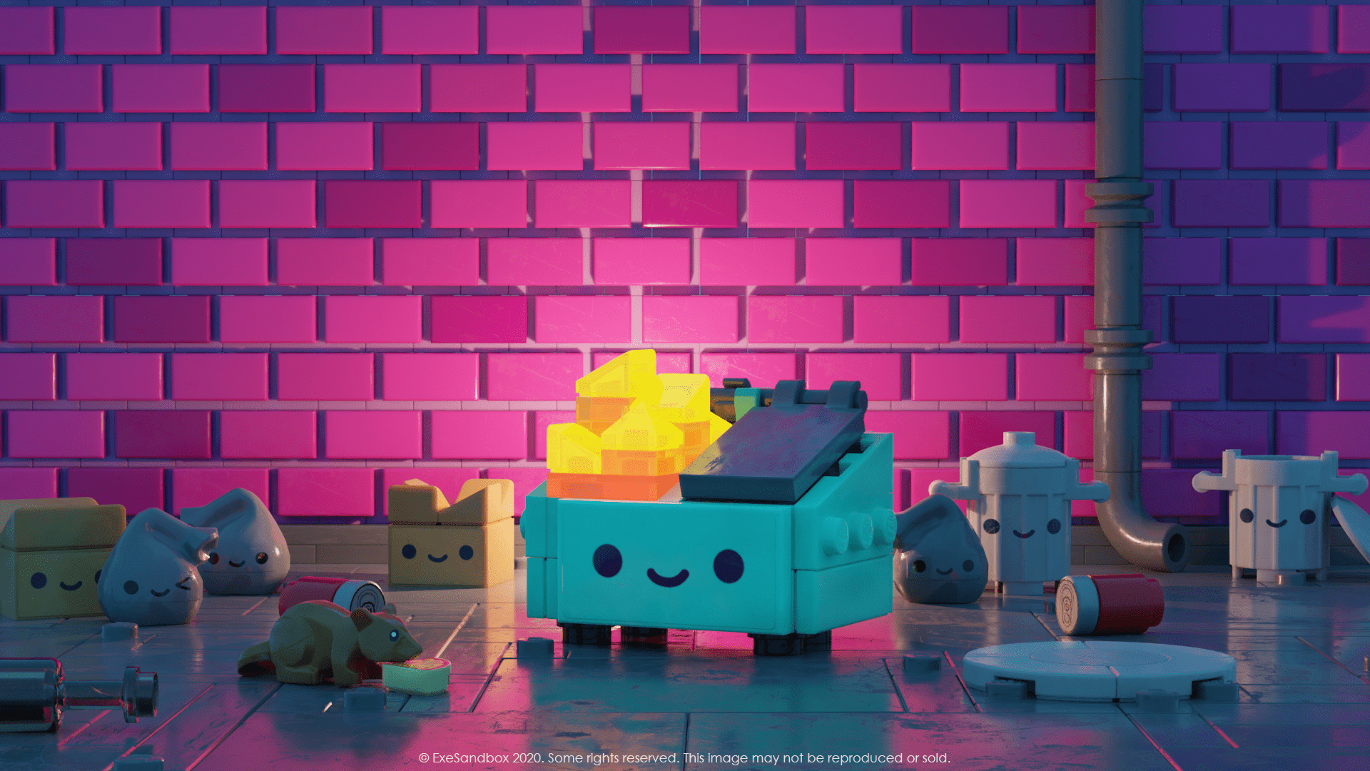 1920x1080 LEGO Dumpster Fire (Inspired by the vinyl figure from 100% soft)