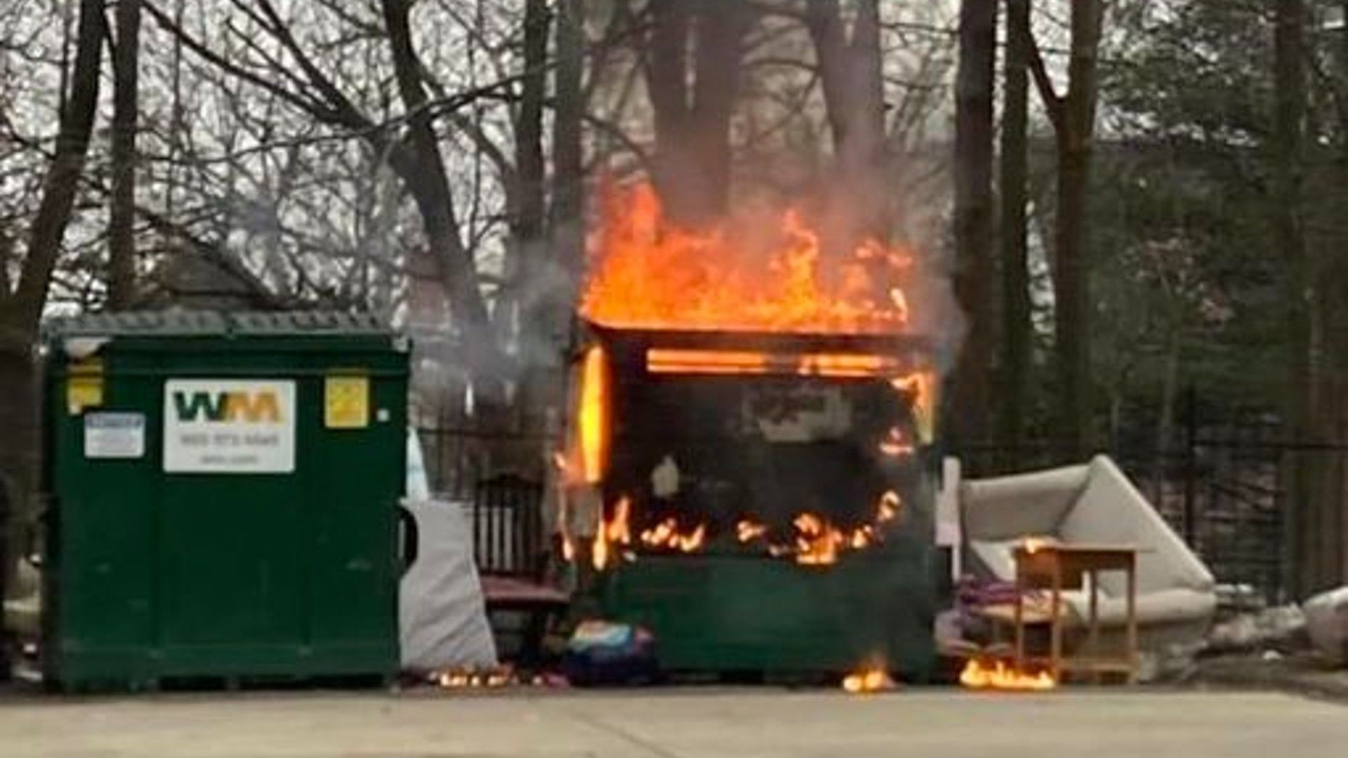 1920x1080 Dumpster catches fire on Fourth Street in Turners Falls