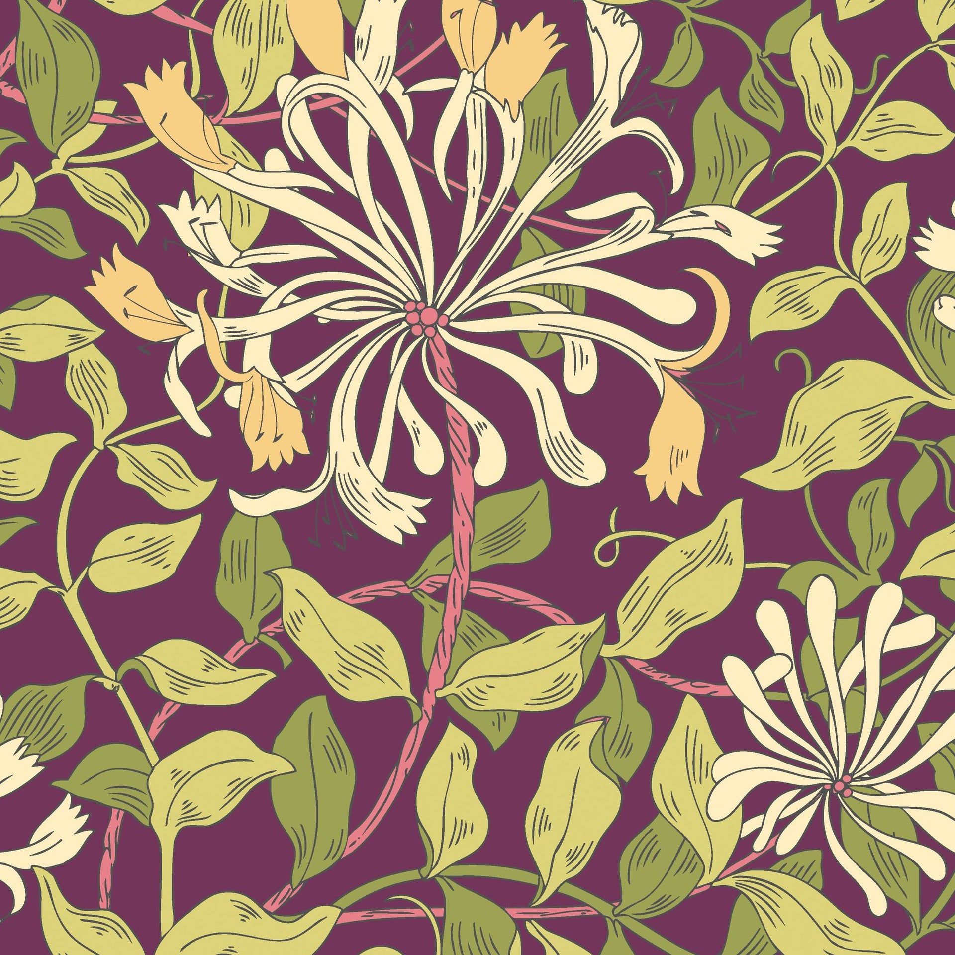 1920x1920 HWA1084W Honeysuckle Leaf Trail Aubergine Wallpaper