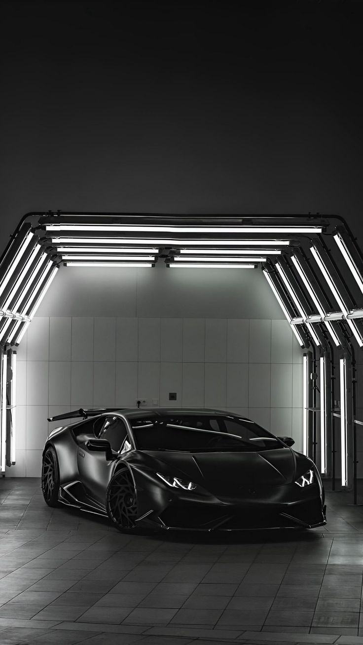 736x1308 Wallpaper lamborghini, sports car, black, garage, lamps, light, Cars 4K by Vemisto 20. Download wallpaper lamborghini, sports car, black, garage, lamps, light for free