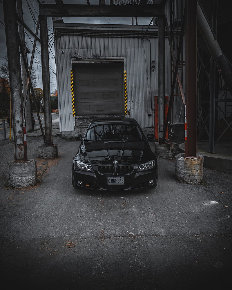 800x1000 Bmw, car, front view, black, garage, HD phone wallpaper