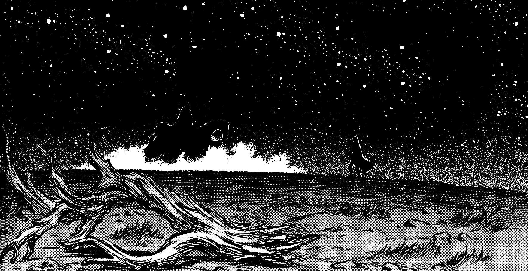 1770x910 Berserk Anime HD Wallpaper: Nightscape of Desolation and Starsx910