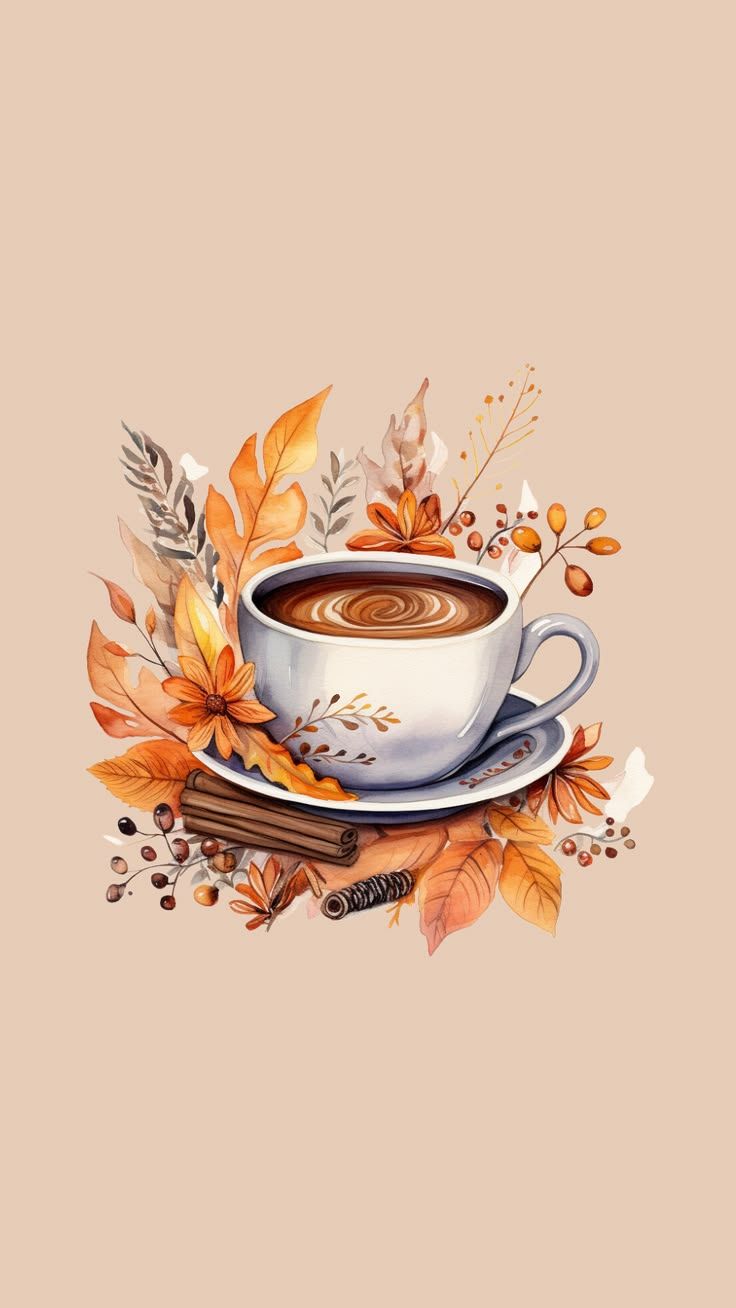 736x1308 Fall Foliage on Your Walls: Wallpaper Trends 2023. Coffee walpaper, Autumn aesthetic art, Late summer