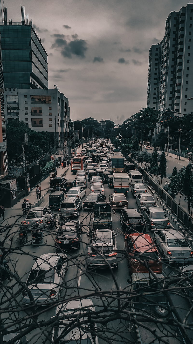 800x1422 Traffic, android, bangladesh, city, dhaka, india, jam, lightroom, new, vehicle, HD phone wallpaper