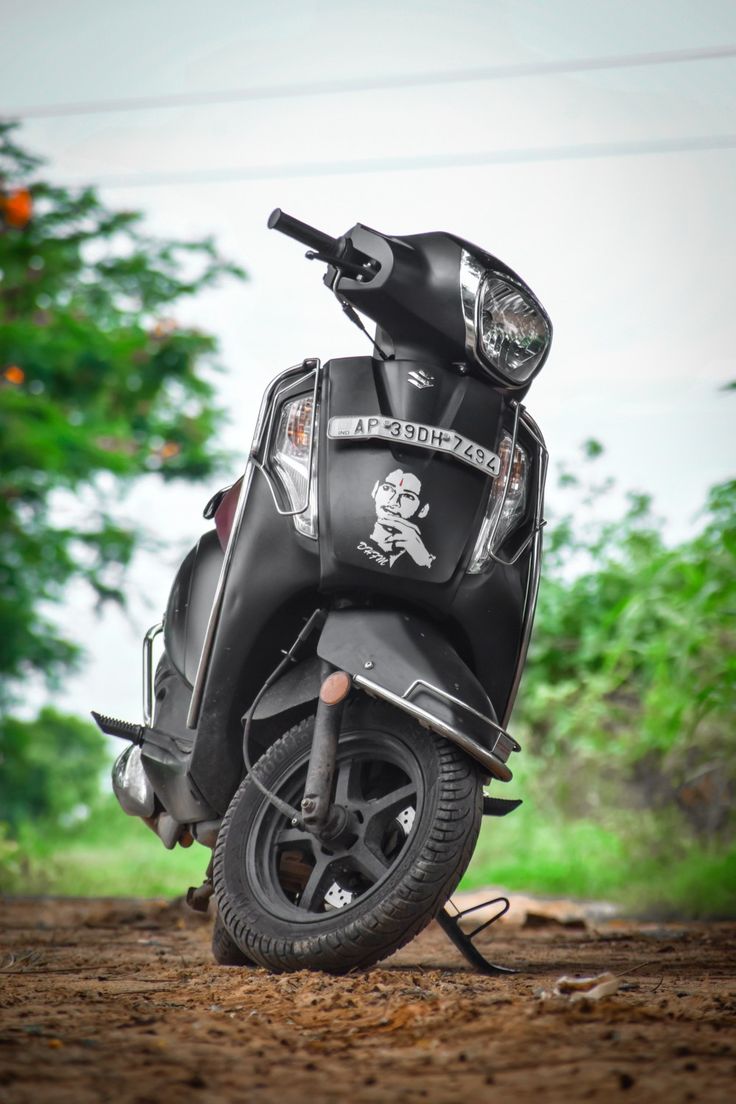 736x1104 Beautiful Girl HD Wallpaper on a Motor Scooter. Activa 6g wallpaper, Black scooter parked on