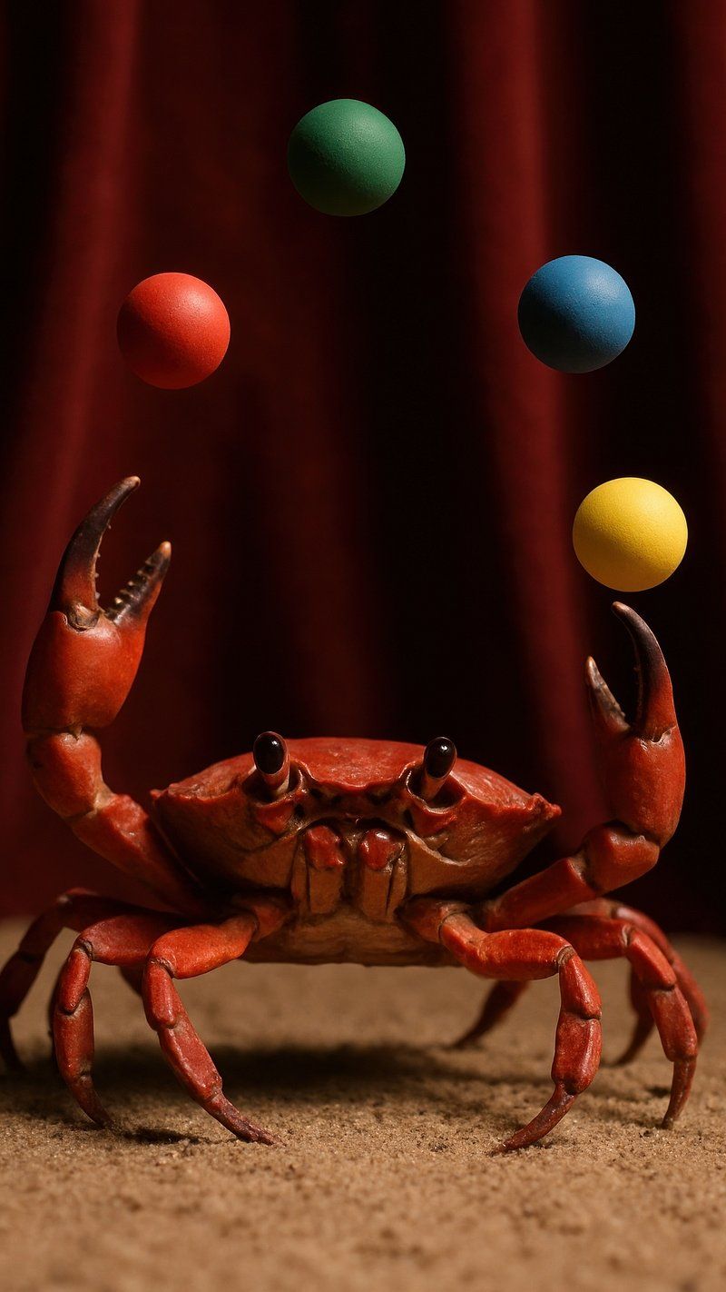 800x1422 Crab juggling colorful balls