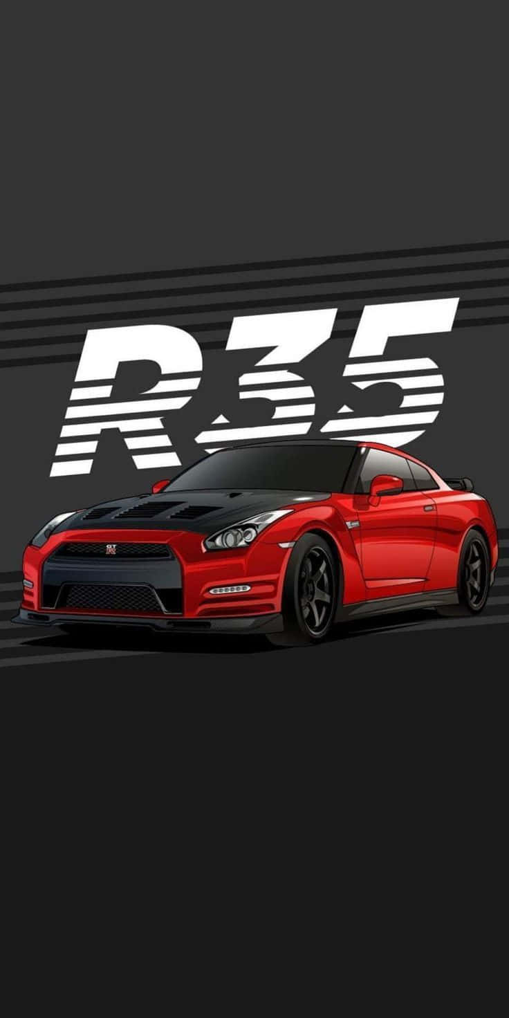 736x1472 Download Red Nissan R35 Gtr Graphic Picture