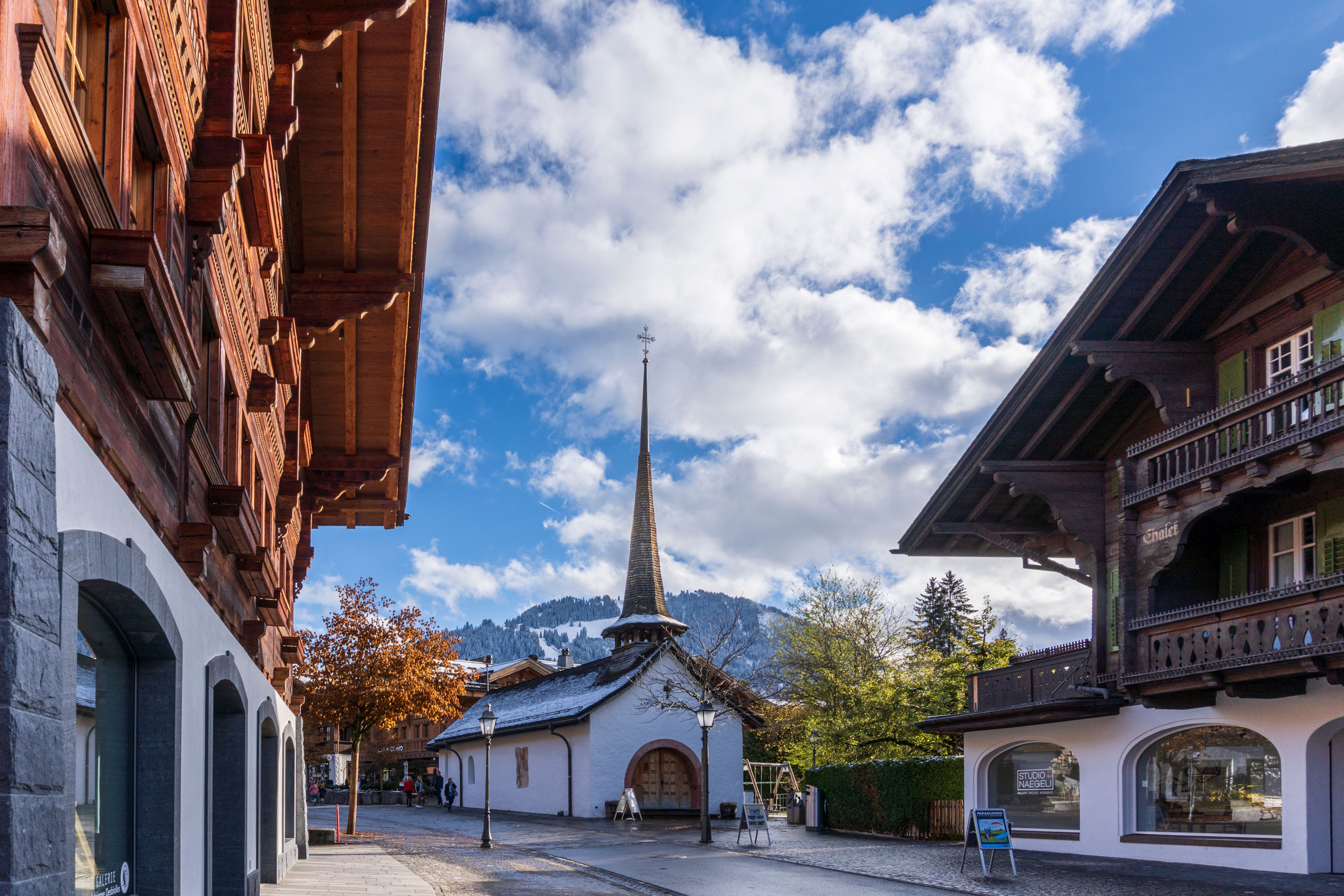 6000x4000 Charming Gstaad Village Street in Autumn · Free