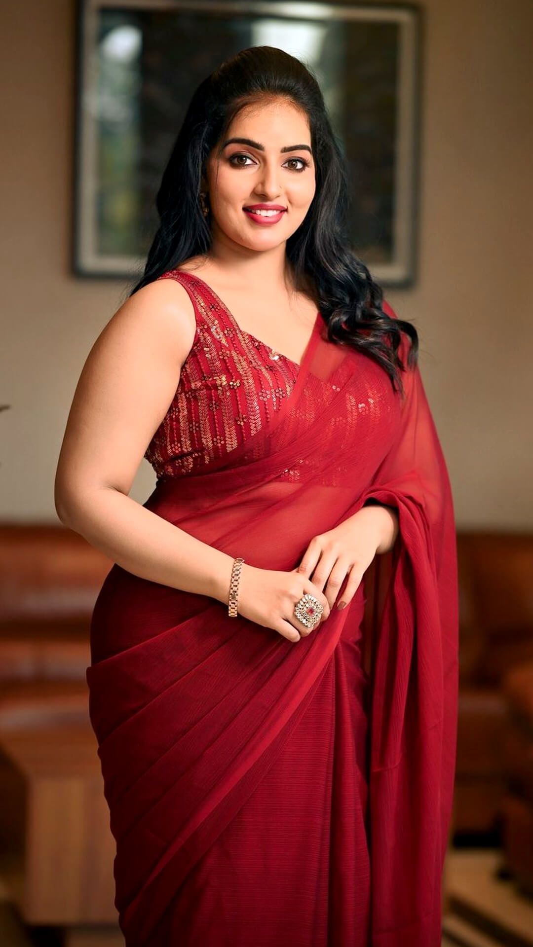 1080x1920 Dazzling Red Diva Malavika Menon, shines in all red