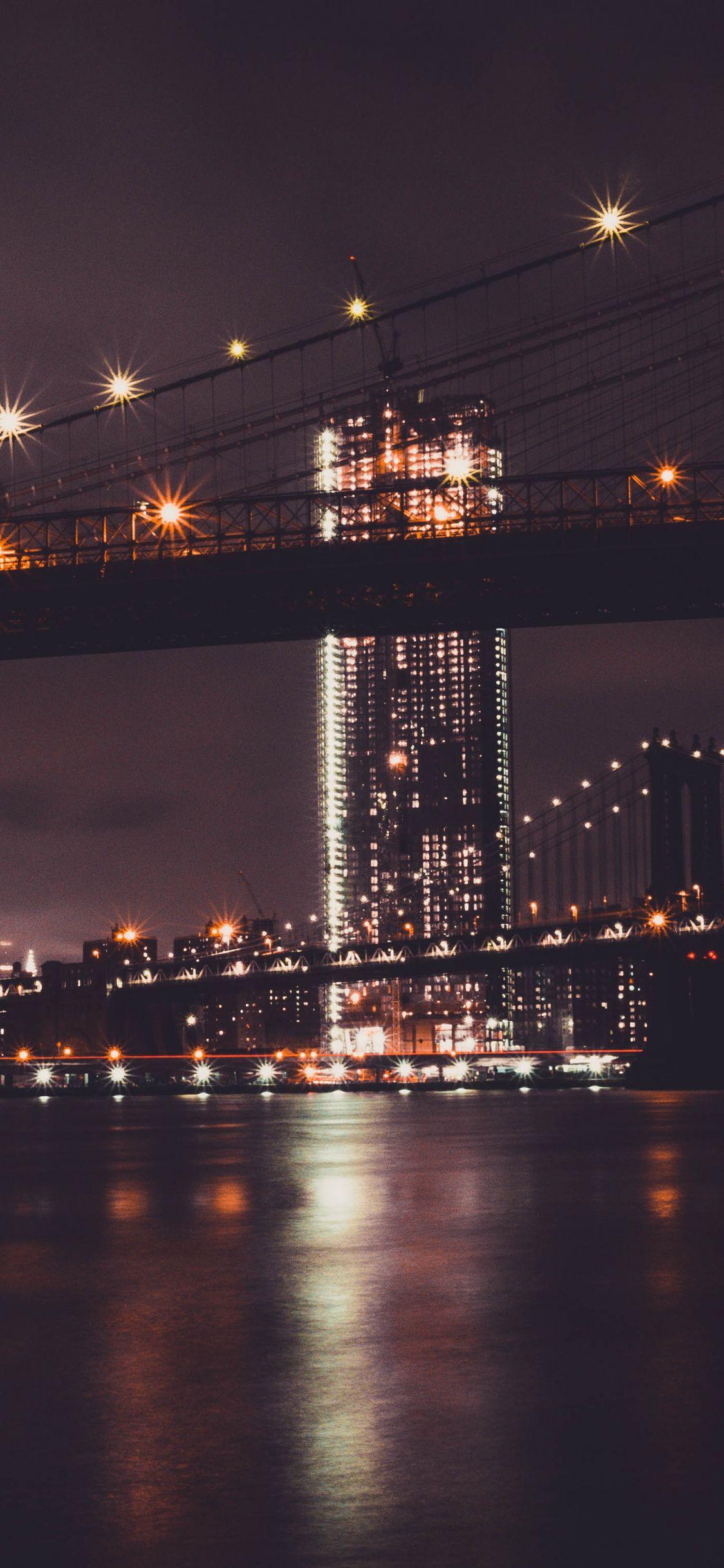 1125x2436 Download 1125x2436 wallpaper brooklyn bridge, night, city, new