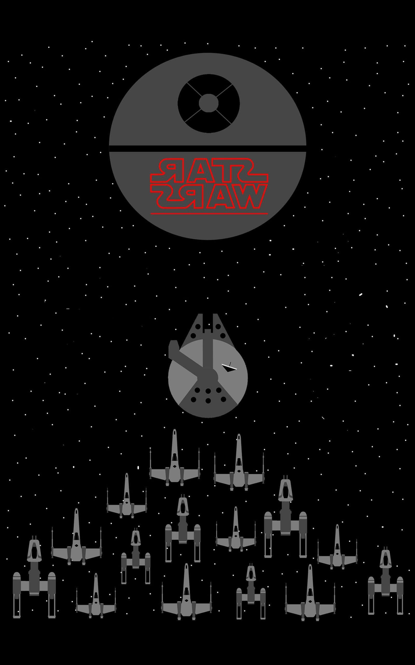 1600x2560 Star Wars, Millennium Falcon, X wing, Y Wing, Death Star, Space