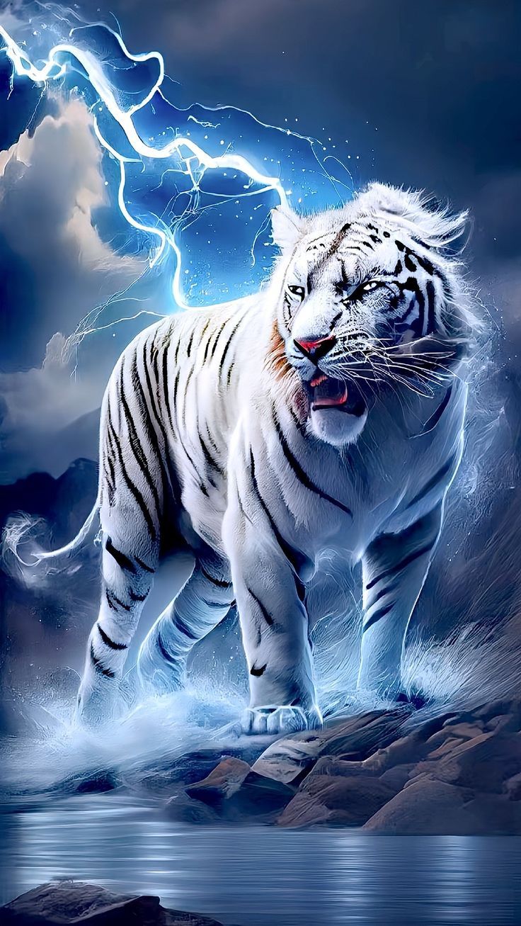 736x1307 Majestic White Tiger in Lightning Storm. White tiger wallpaper 4k iphone, White tiger image hd
