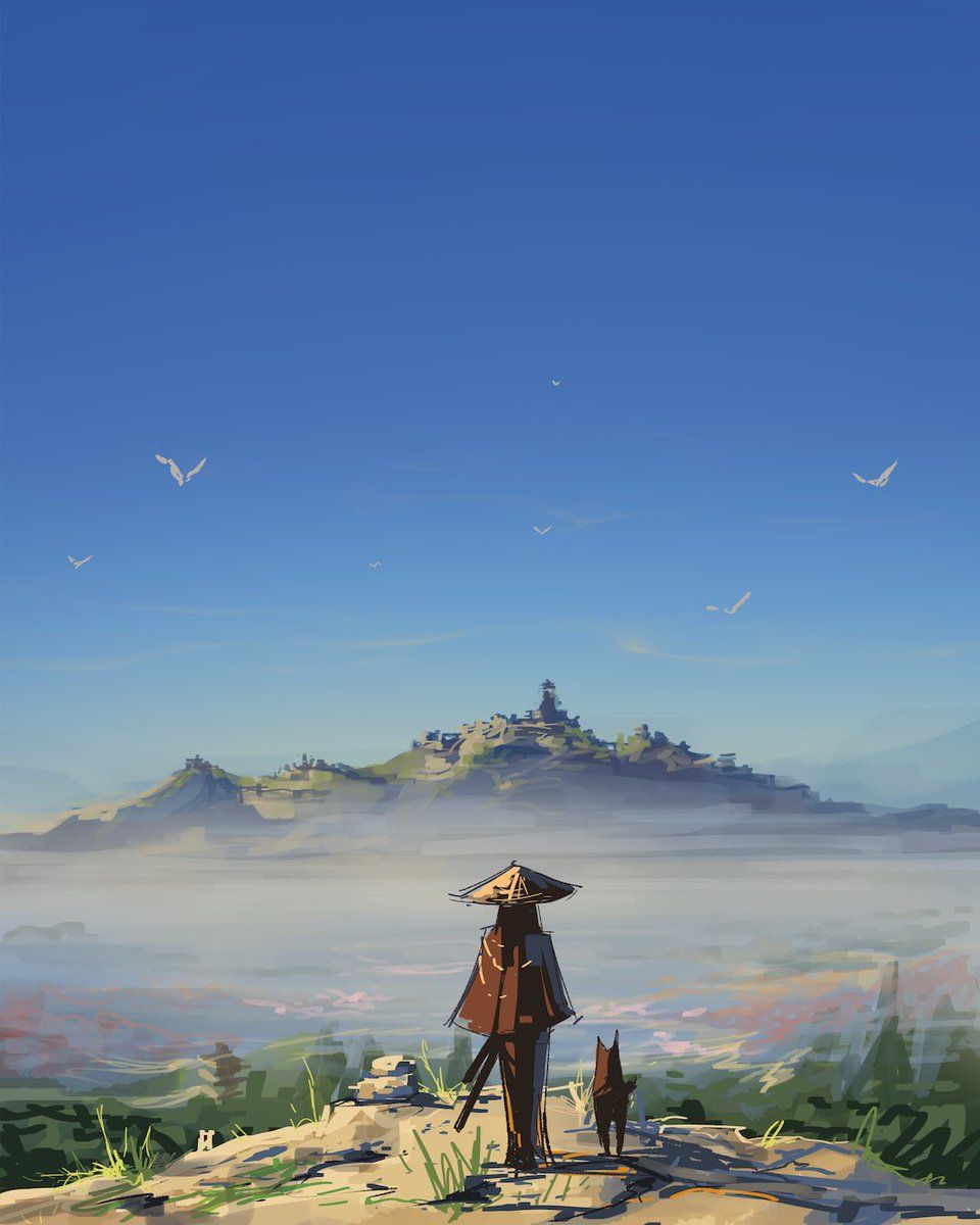 960x1200 Environment practice inspired by ghost of tsushima #digitalart #DigitalArtist