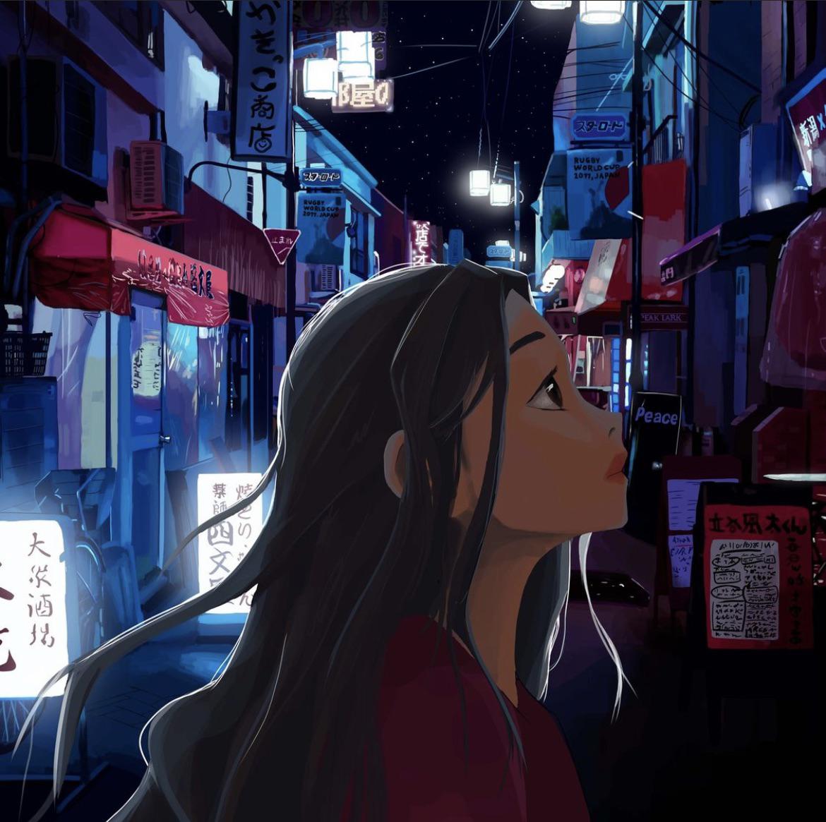 1170x1165 Painting I did for background practice and a character study based on Samdoesarts work