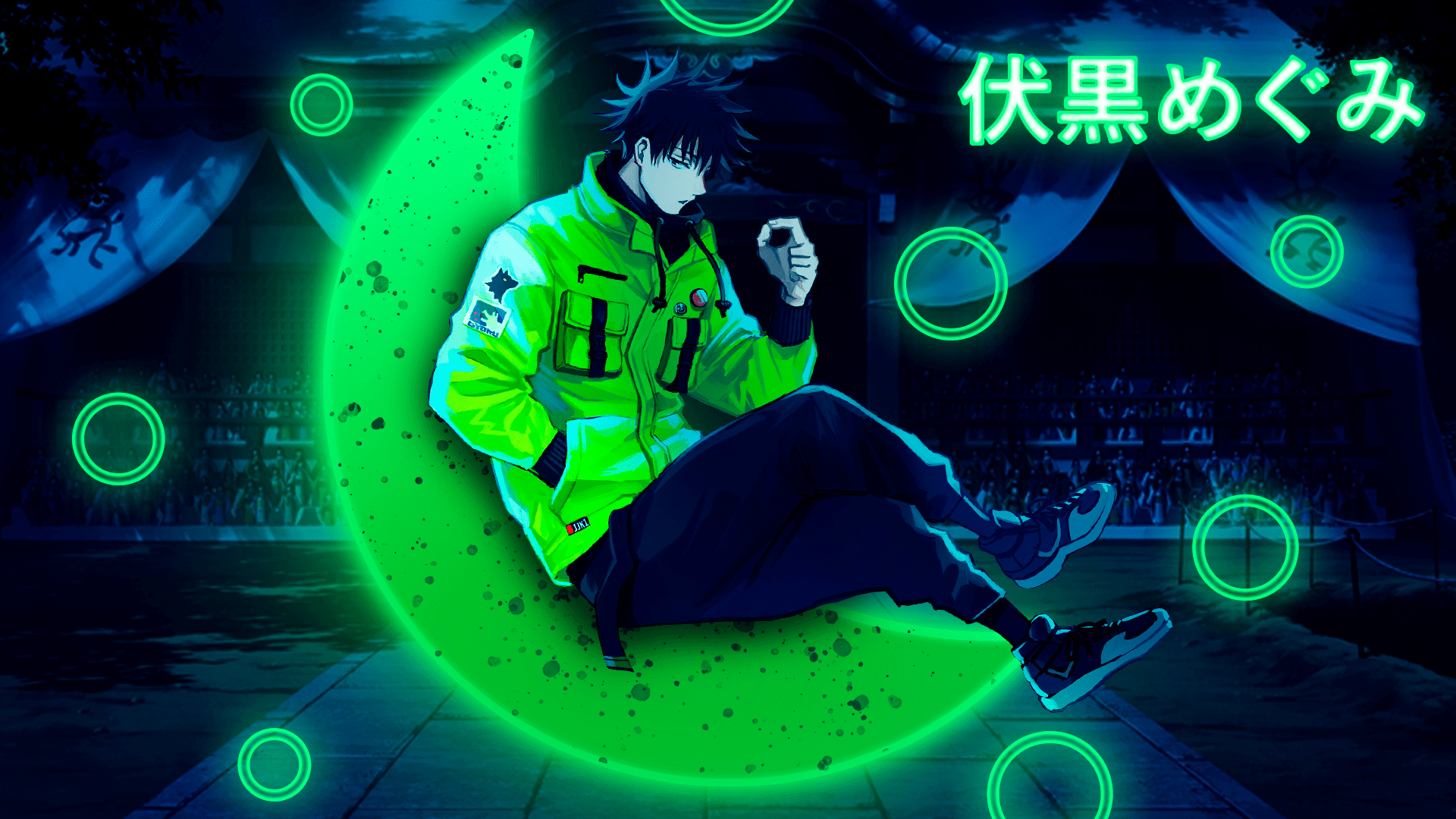 1920x1080 Cool Green Anime Wallpaper