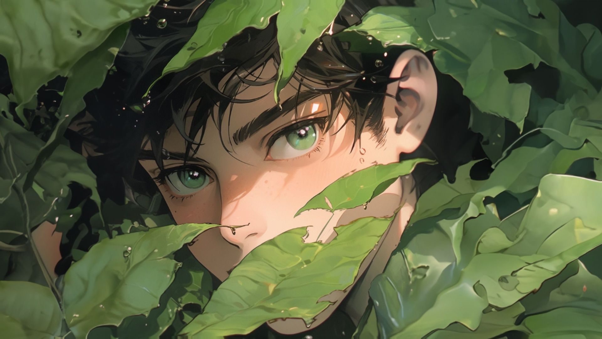 1920x1080 Emerald Gaze Amongst Verdant Foliage