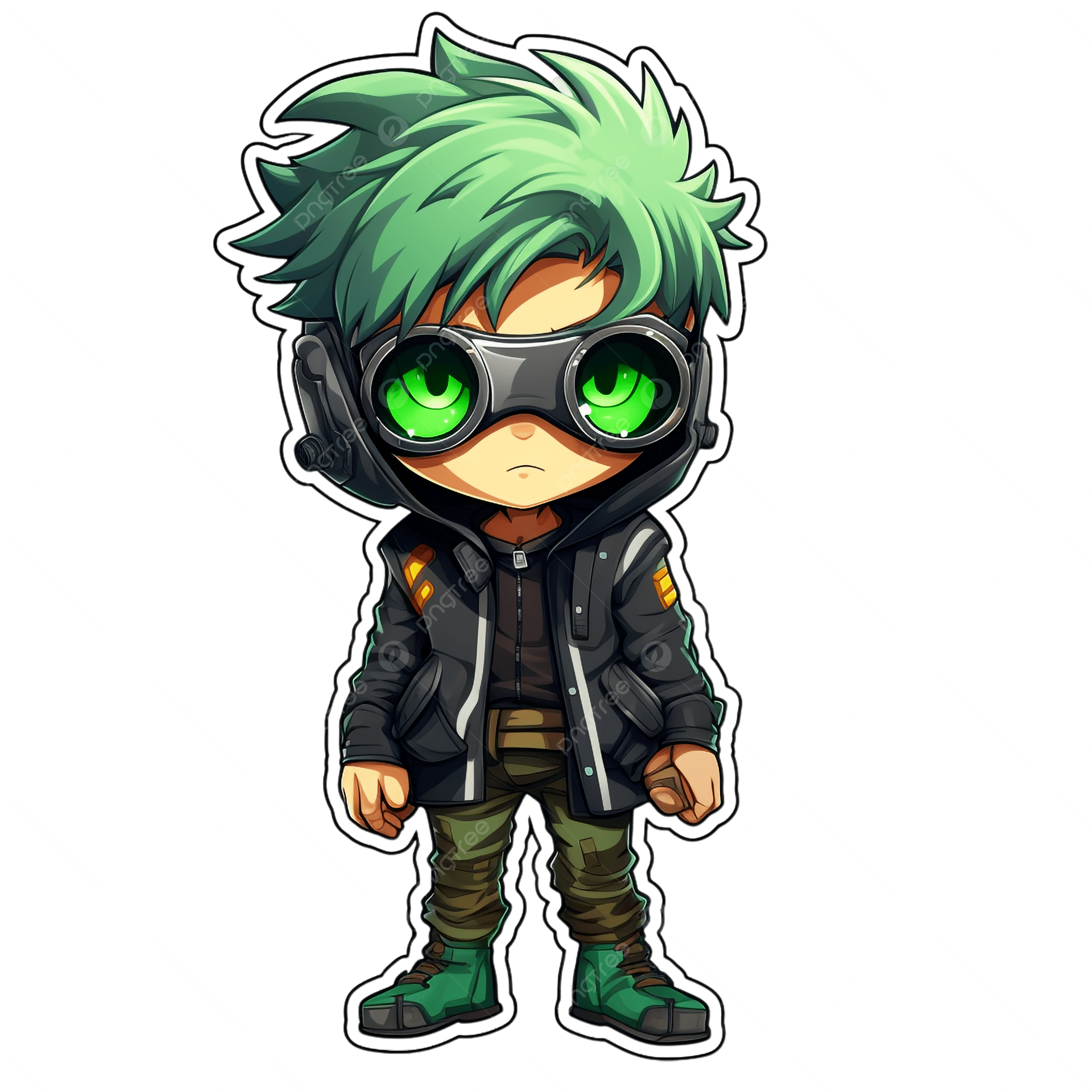 2500x2500 Anime Character With Green Hair And Goggles, Anime Boy Character, Green Hair Anime, Chibi Anime Design PNG Transparent Image and Clipart for Free Download