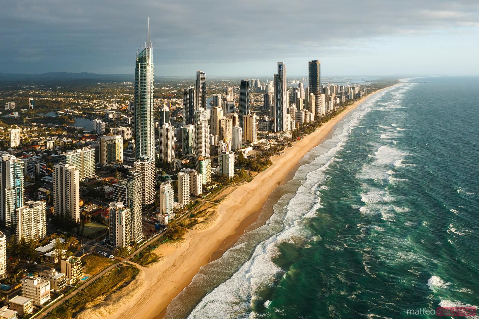 1600x1066 Beach and skyline at sunrise, Gold Coast, Australia. Royalty Free Image