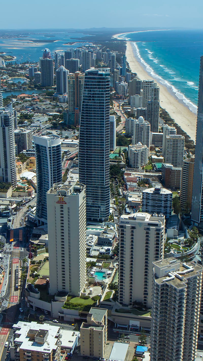 800x1422 Gold Coast City, gold coast, beach, coastaline, ocean, queensland, australia, HD phone wallpaper