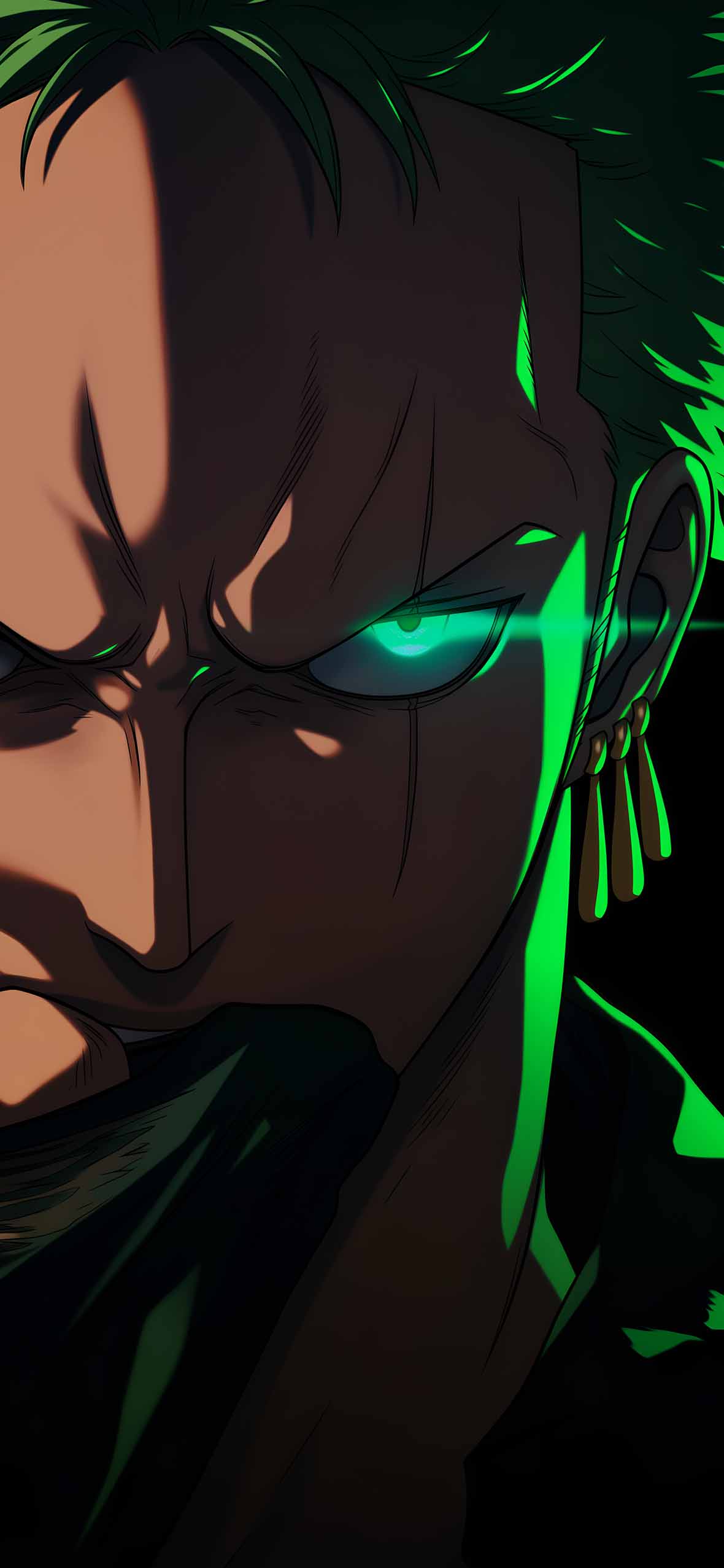 1180x2554 Zoro Glowing Green Eyes Intense Wallpaper Piece Wallpaper