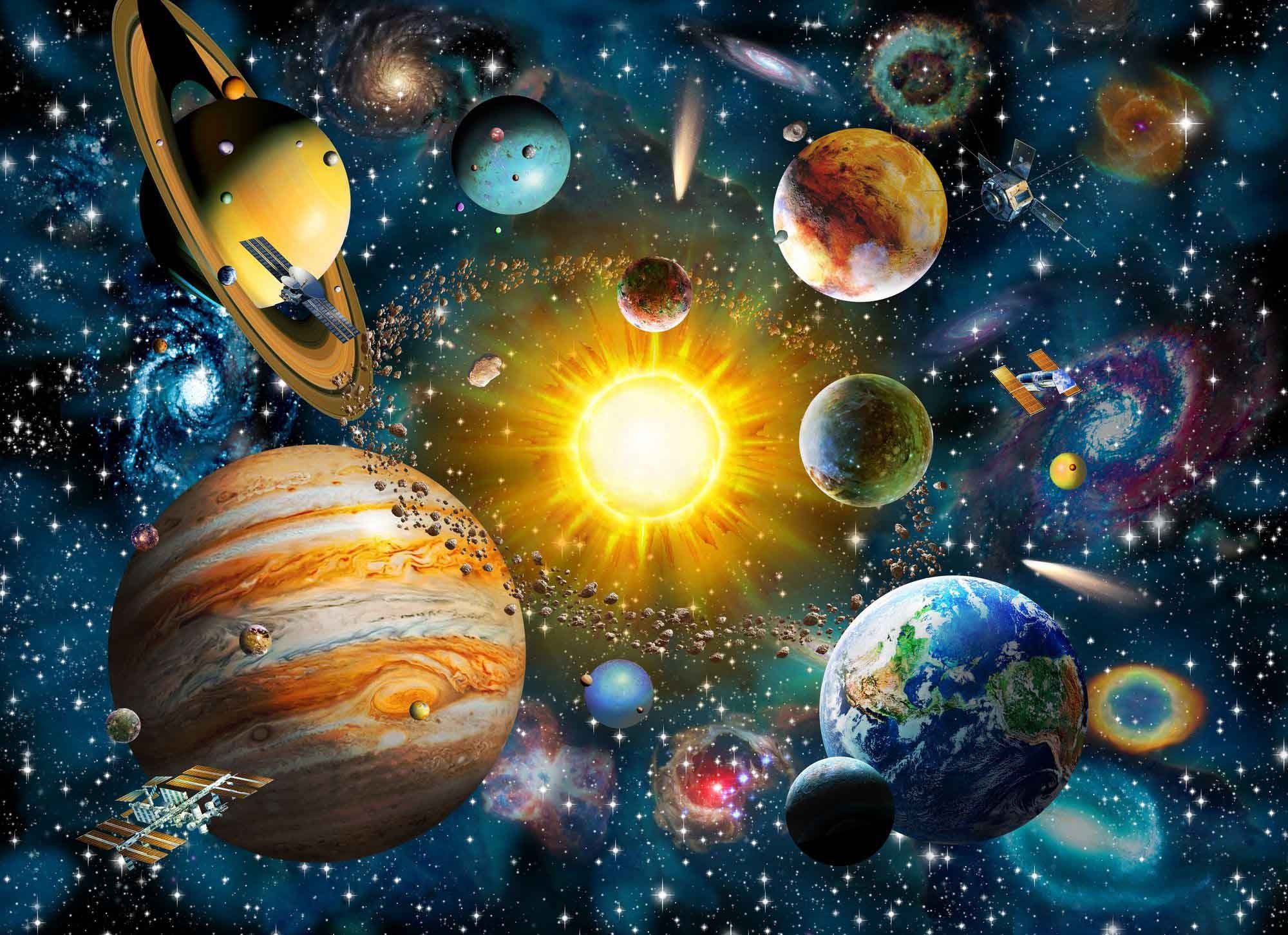 2000x1451 Solar System Wallpaper Mural: Planets & Stars Nursery Decor