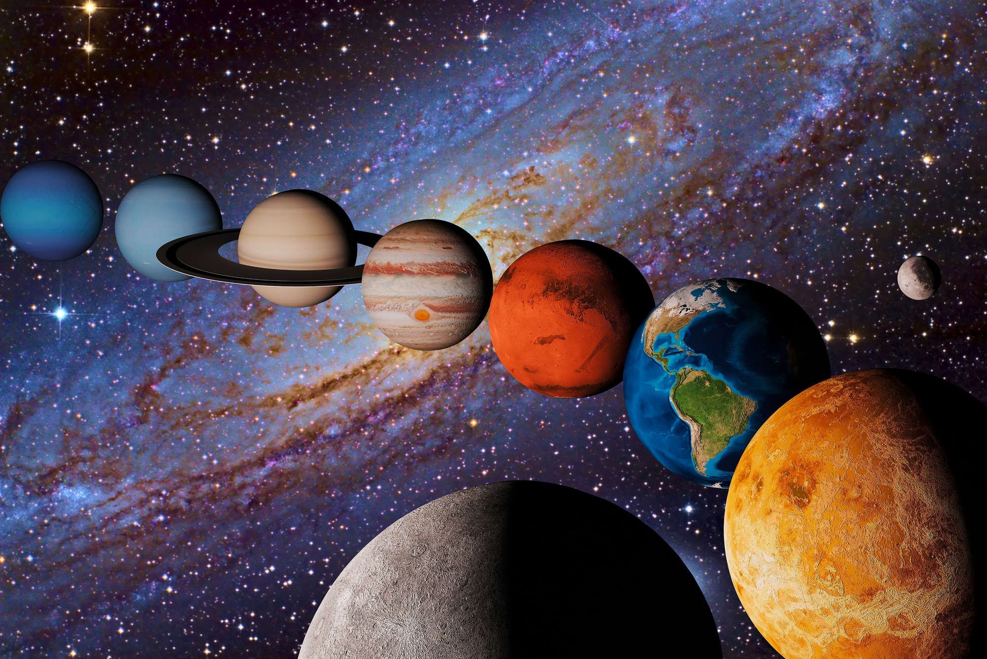 2000x1335 Galaxy photo wallpaper planets of our solar system on structural nonwoven