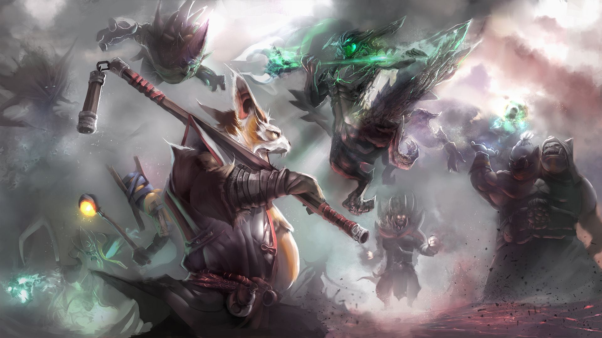 1920x1080 Wallpaper dota Shadow Demon, Outworld Devourer, Brewmaster, Ogre Magi, Necrolyte, SPECTRE for mobile and desktop, section игры, resolution 1920x1080