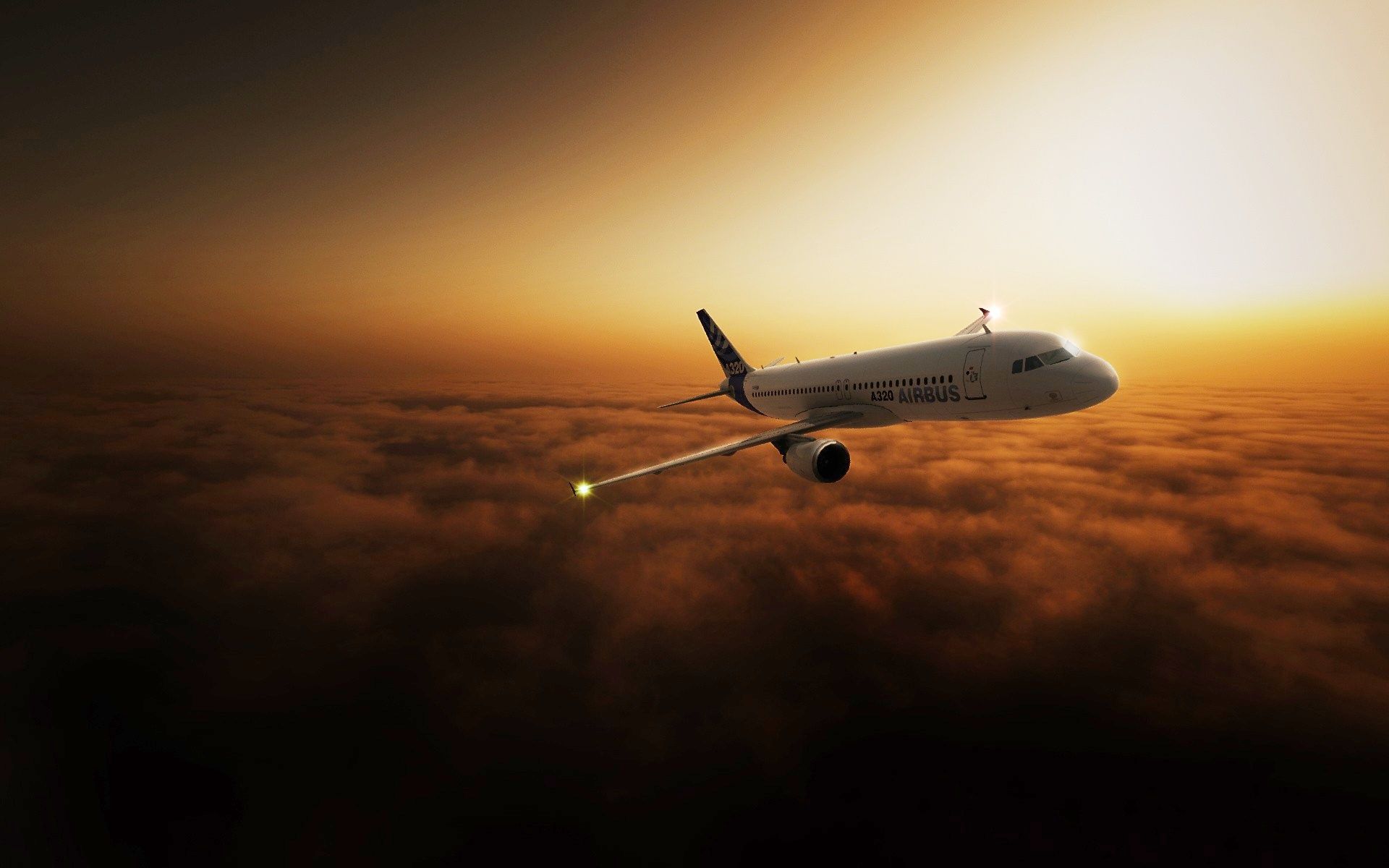 1920x1200 Airplane Sunset Background Wallpaper 07502