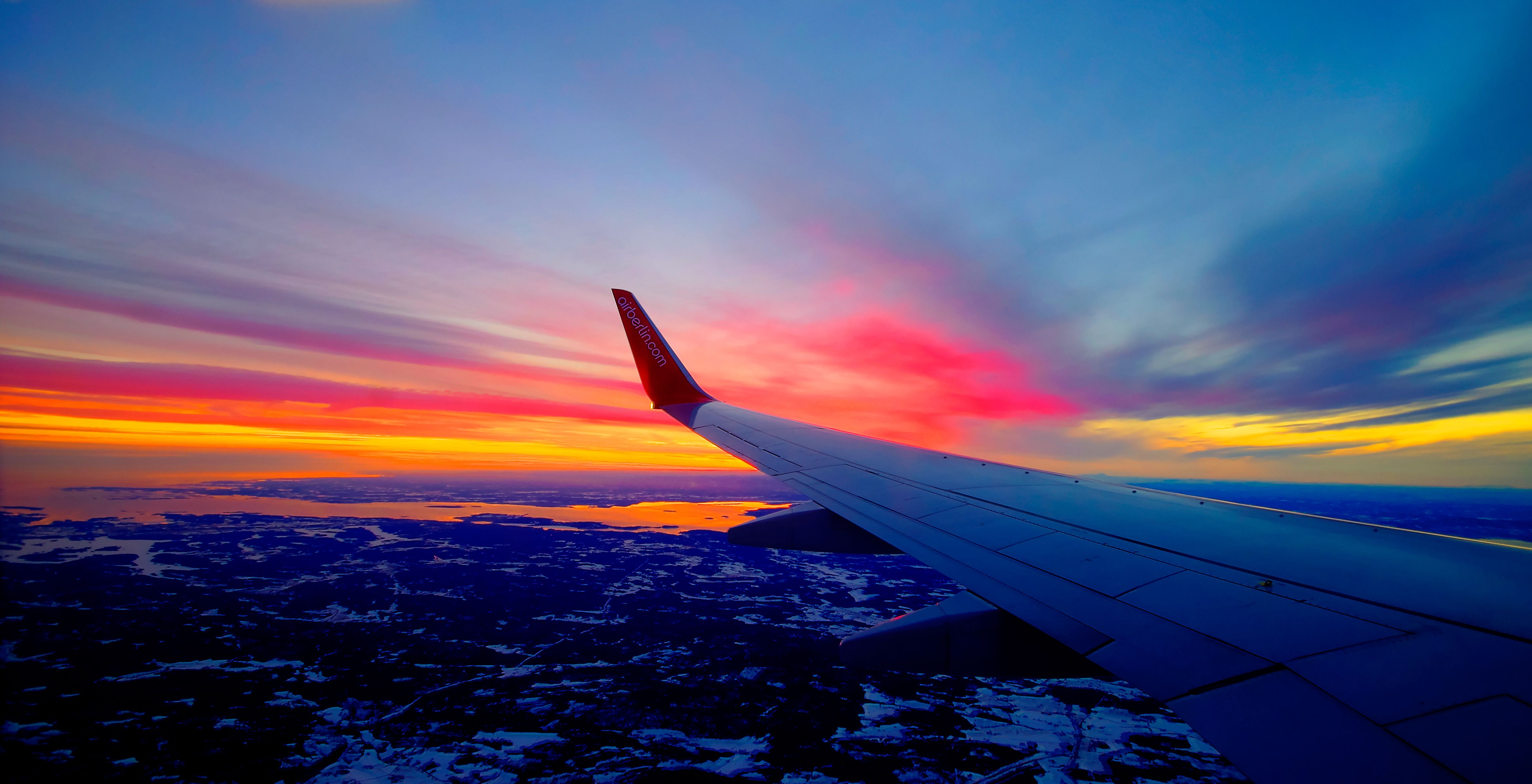 4753x2433 Wallpaper White Airplane Wing During Sunset, Background Free Image
