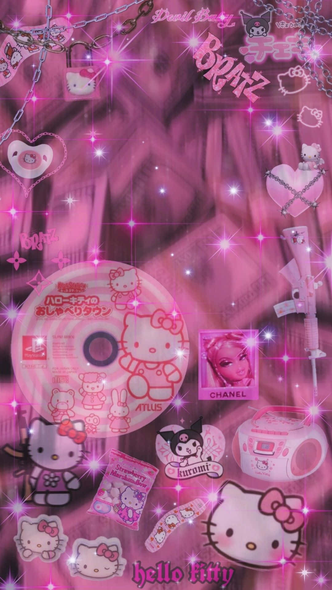 1080x1920 Download Y2 K Hello Kitty Aesthetic Collage Wallpaper