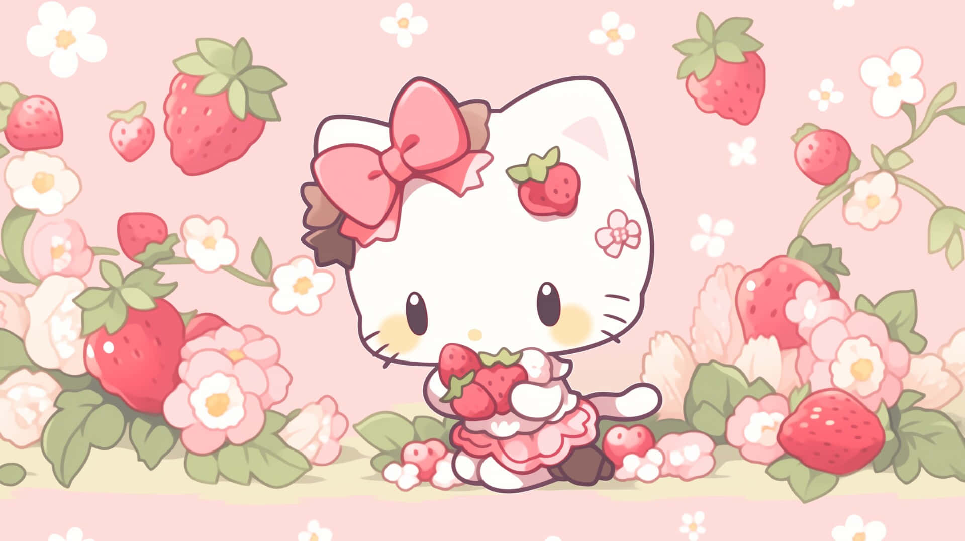 1920x1076 Download Hello Kitty Strawberry Delight Wallpaper