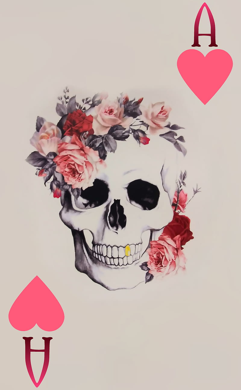 800x1296 Aces High, poker, ace card, death, beauty, cards, gambling, skulls, corazones, HD phone wallpaper