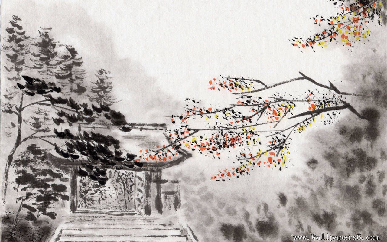 1280x800 Ink Wash Painting Wallpaper