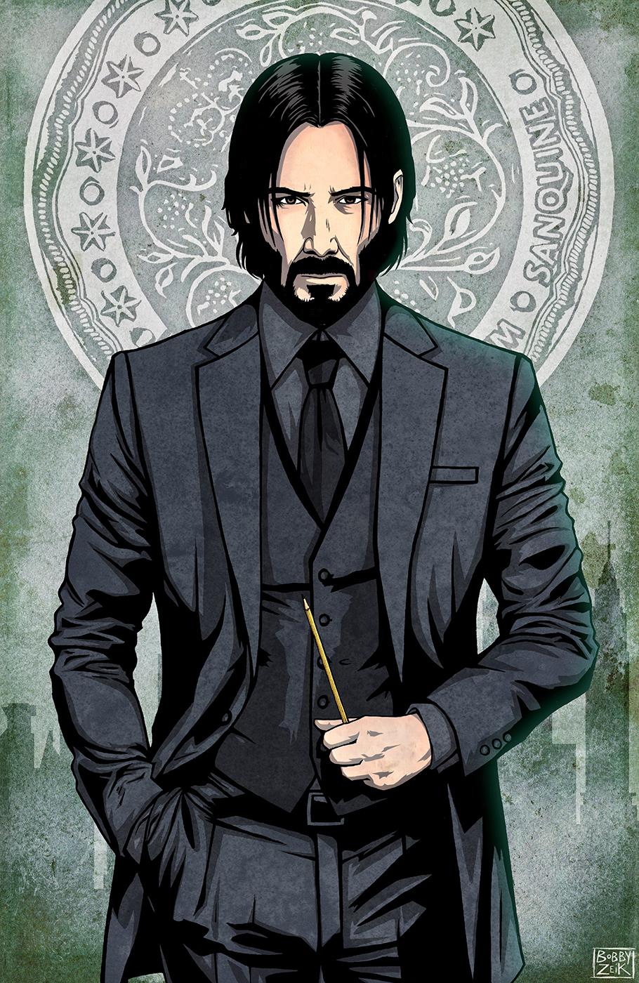 910x1400 The Babayaga himself, John Wick. A Pencil and inked traditionally, colored digitally