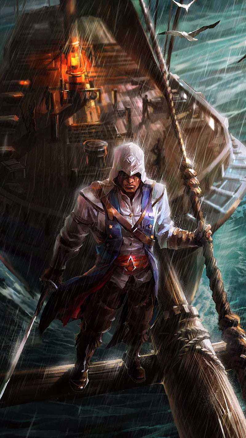 800x1423 Desmond Miles, assassin, assassins, black, creed, flag, origins, viking, vikings, HD phone wallpaper