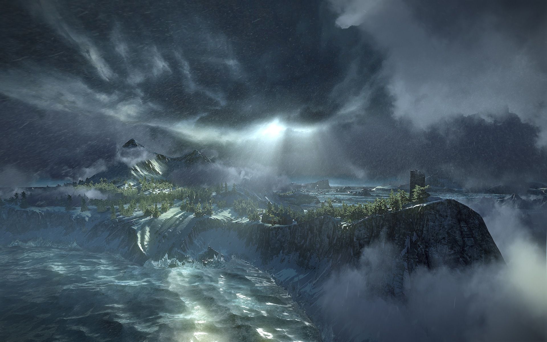 1920x1200 Wallpaper sea, forest, tower, Islands of Skellige, Witcher 3 Wild Hunt for mobile and desktop, section игры, resolution 1920x1200
