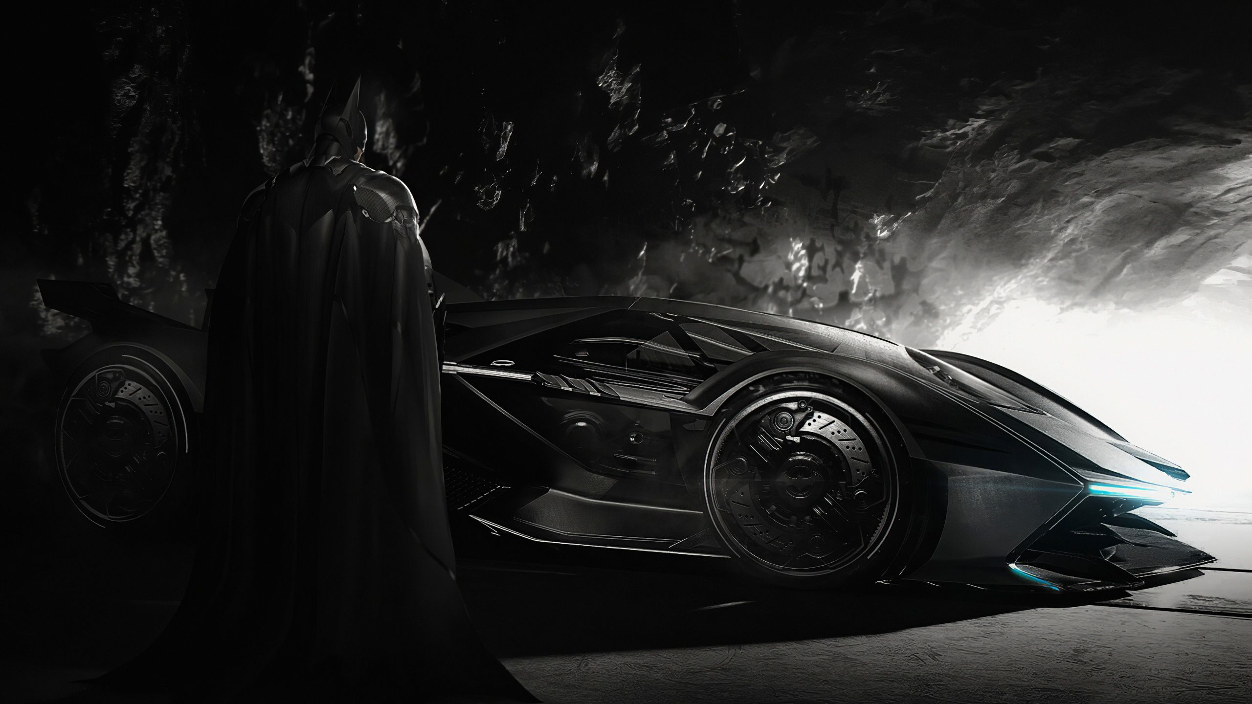 2560x1440 Batman Wallpaper 4K, Batmobile, Batcave