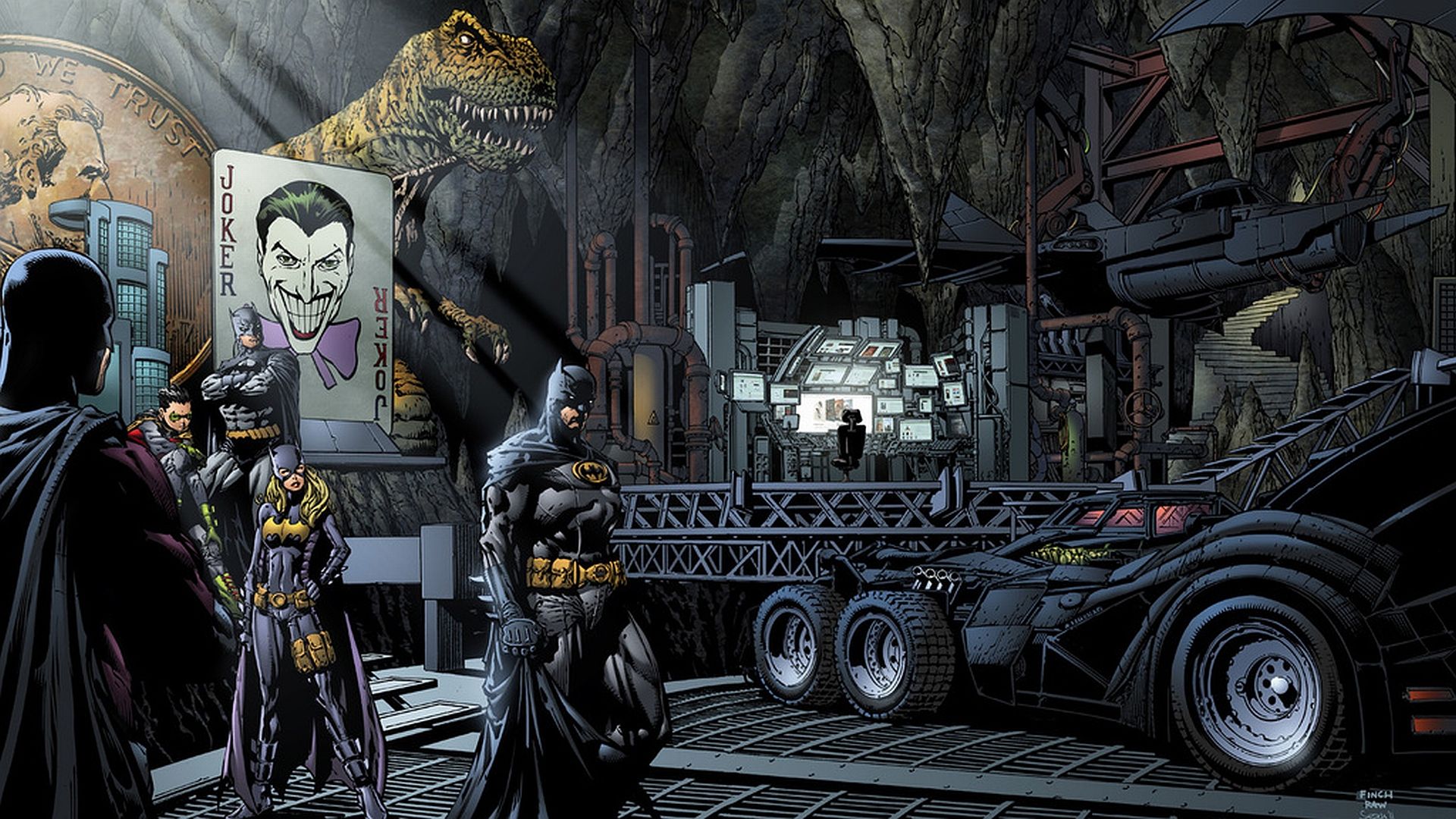 1920x1080 Dynamic Batcave Wallpaper: Heroes Uniting in HDx1080