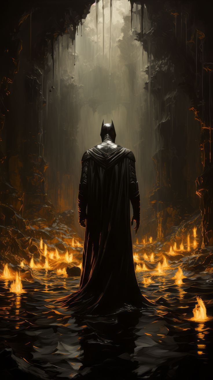736x1313 Batman In A Cave for Android and iPhone