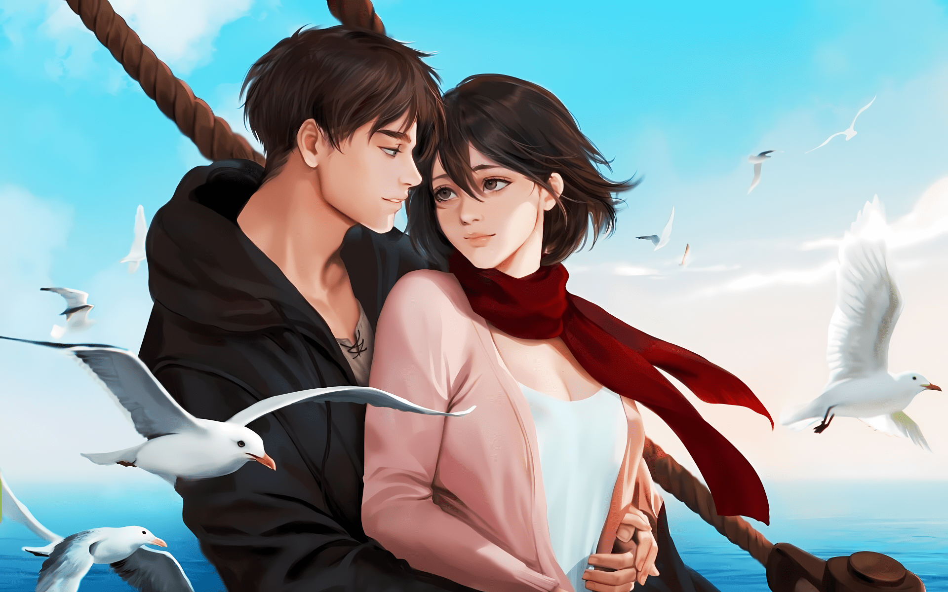 1920x1200 Eren & Mikasa: Love and Destiny in Attack on Titan