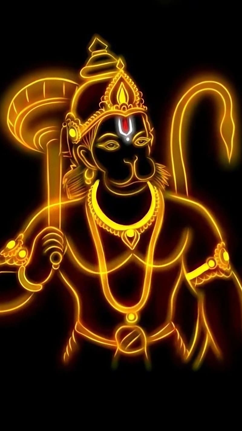 800x1422 Sri Anjaneya, Black Background, lord hanuman, god, HD phone wallpaper