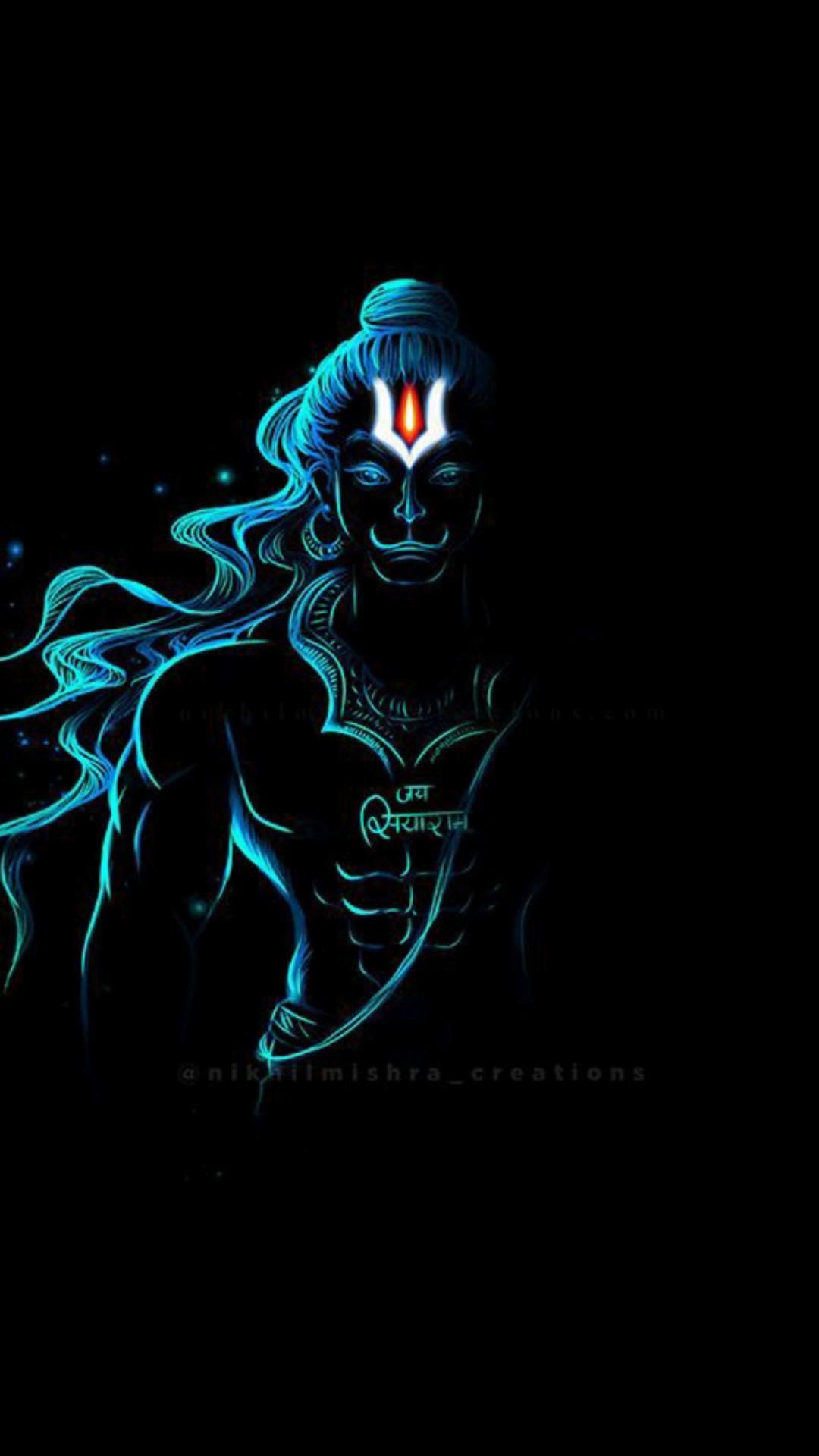 1080x1920 Hanuman Neon Wallpaper