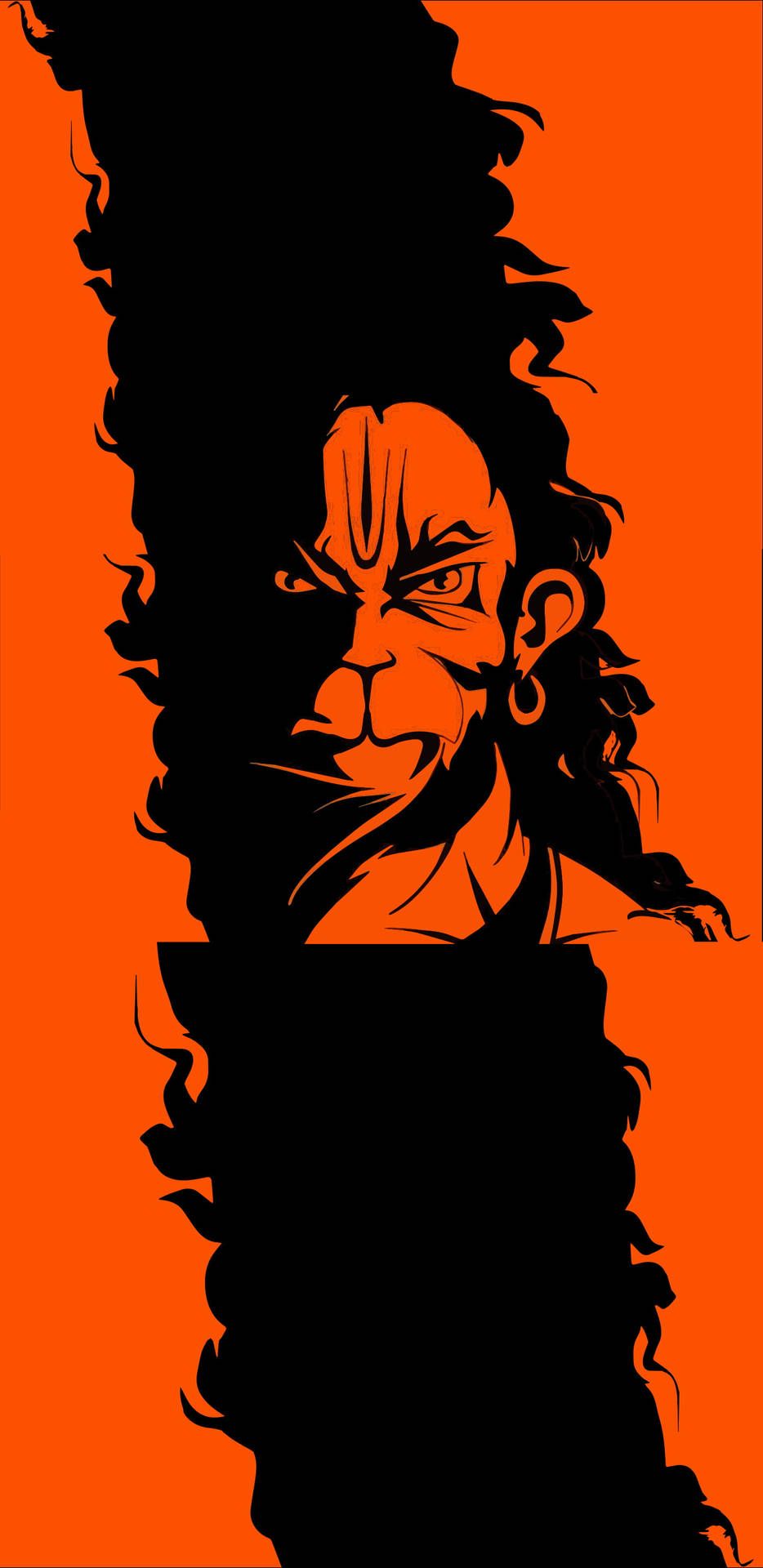 934x1920 Download Orange And Black God Hanuman Wallpaper