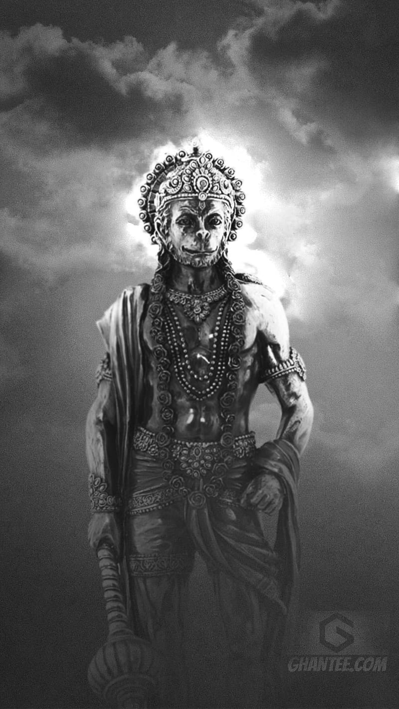 800x1422 Hanuman Ji, black ND white, lord, god, HD phone wallpaper