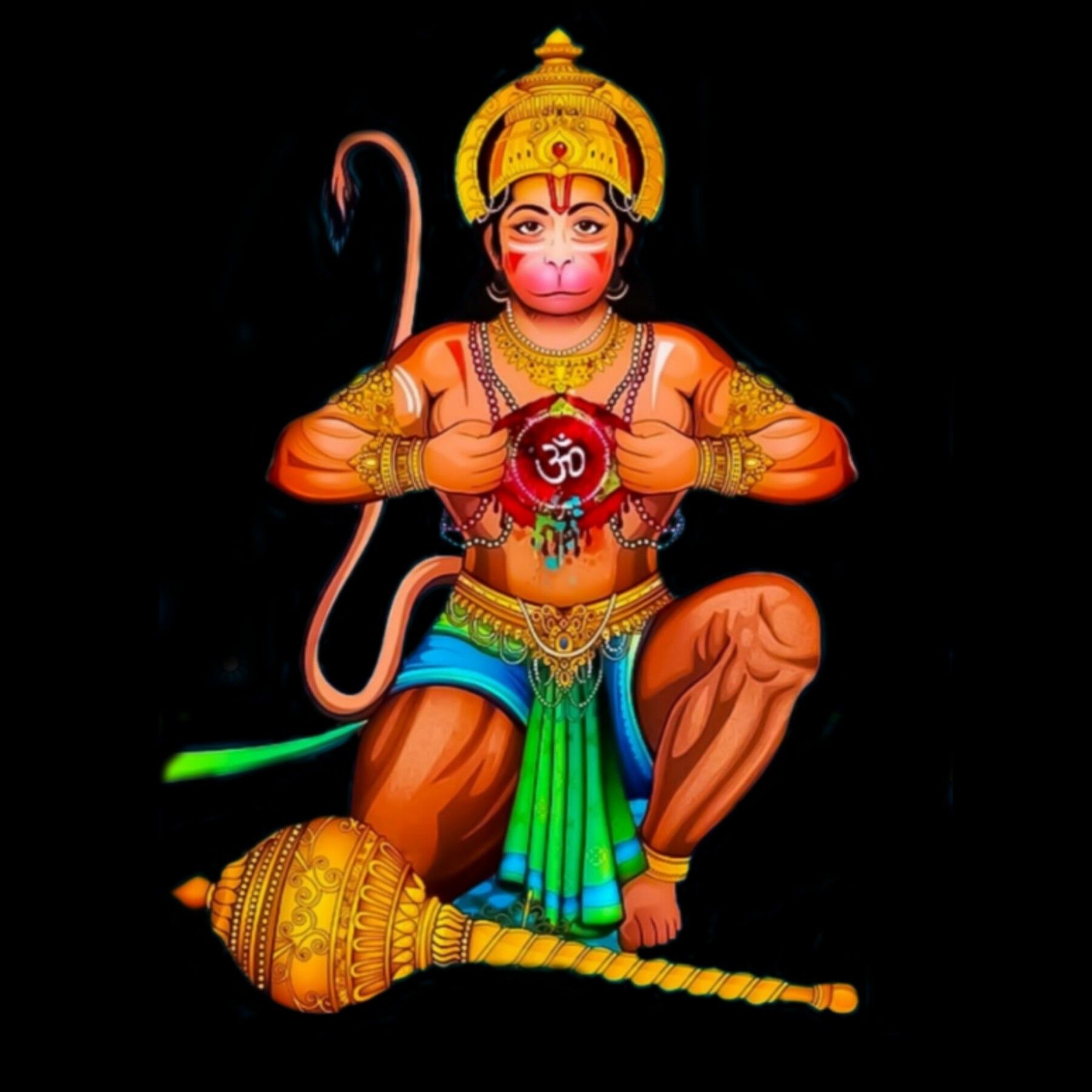 1800x1800 Lord Hanuman Graphics Print