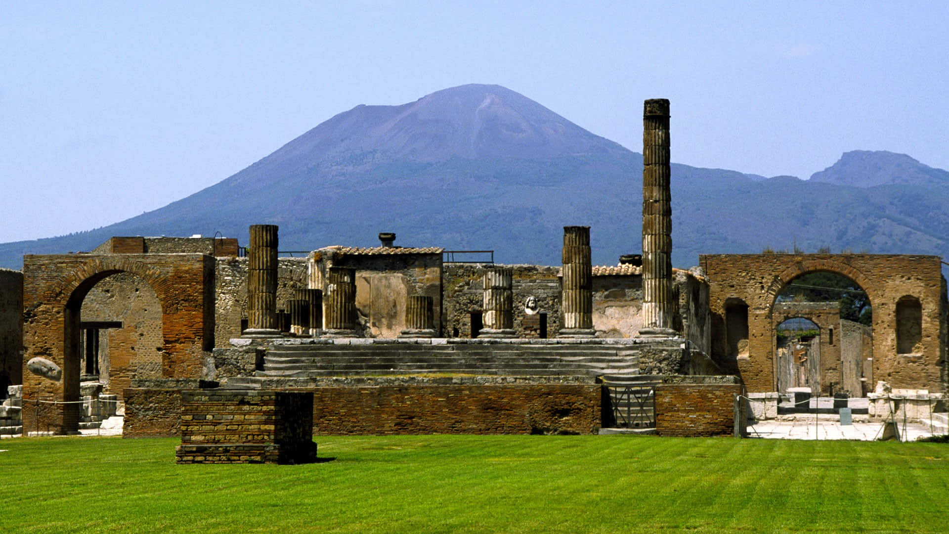 1920x1080 Download Scenic Pompeii Ruins And Mount Vesuvius Wallpaper
