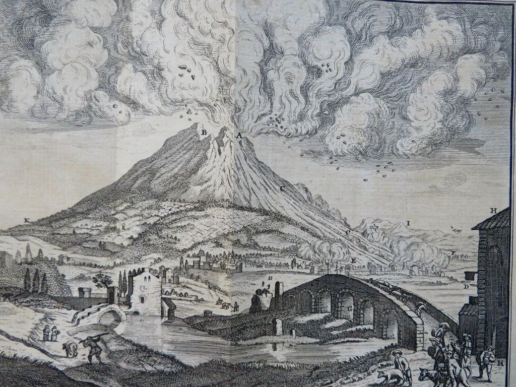 1024x768 Mt. Vesuvius Italy Eruption Italia Italy Volcano 1750 engraved prospec