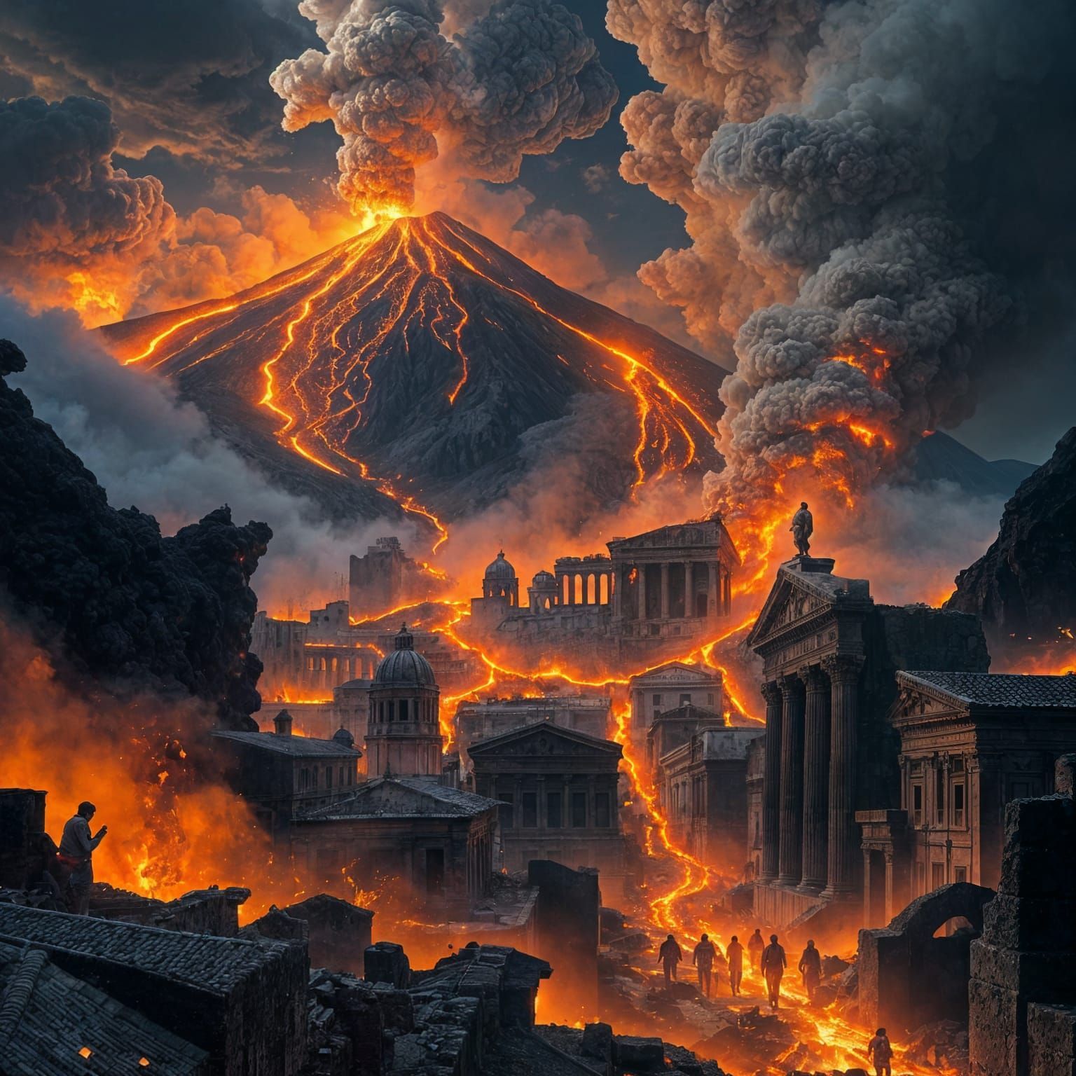 1536x1536 Mount Vesuvius Erupts, Destroying Pompeii