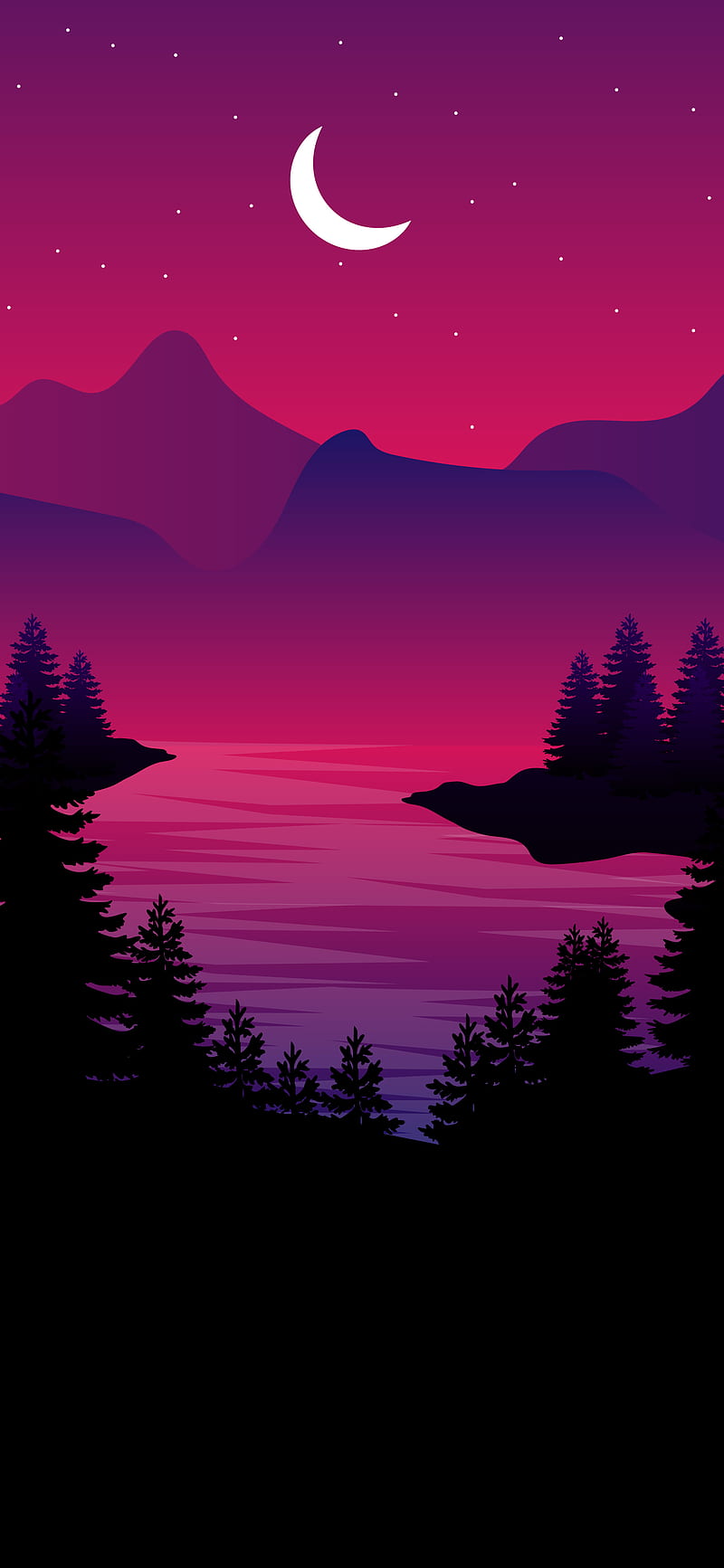 800x1733 Lake, bonito, good, moon, nature, night, peaceful, pretty, view, world, HD phone wallpaper
