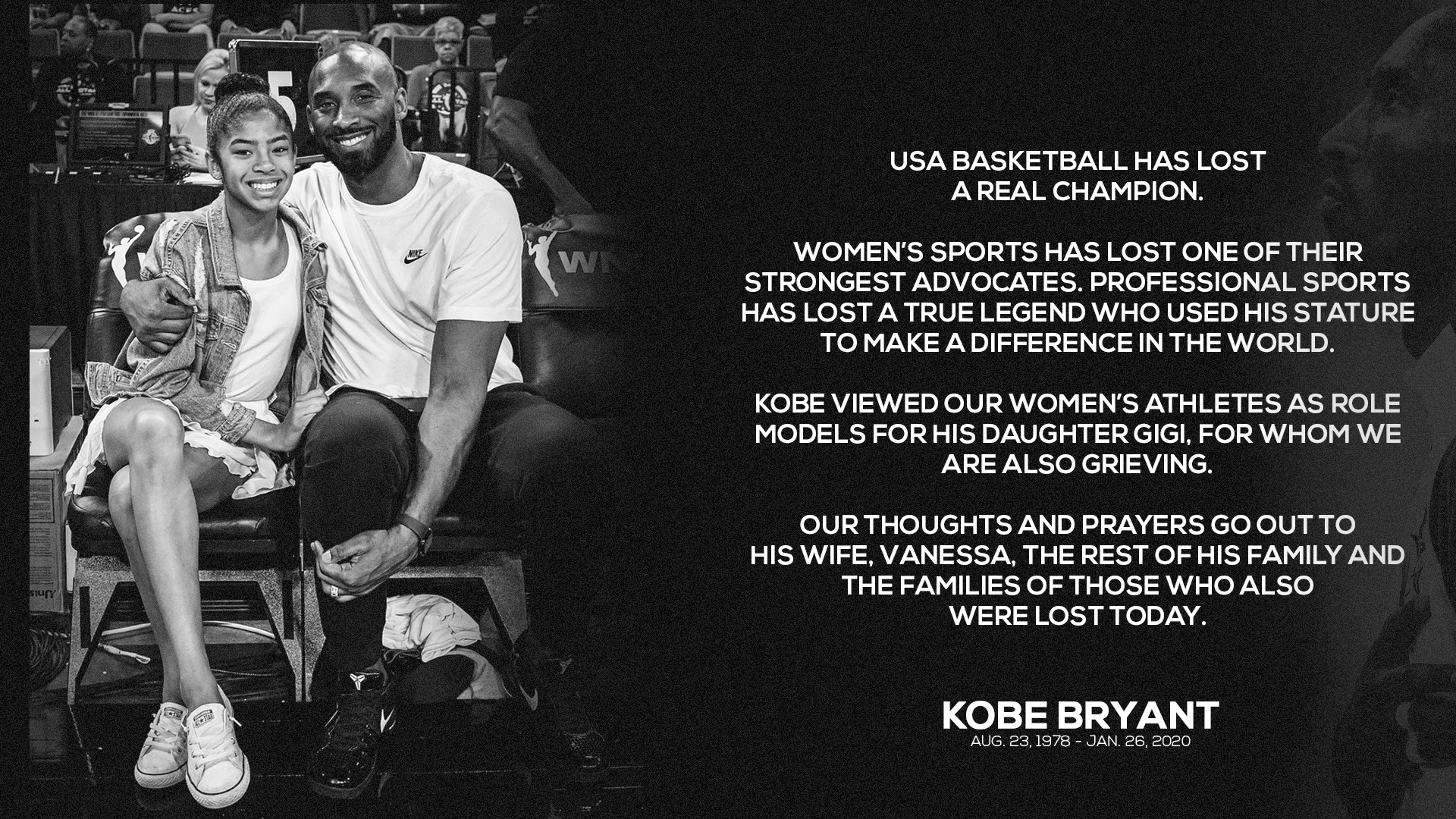 1920x1080 Women's basketball legends mourn the loss of Kobe Bryant and his daughter Gianna